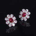 Ruby Red Floral Jewelry Set