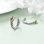 Sterling Silver Dragon Hoop Huggie Earrings