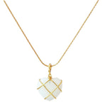 Gold Wire-Wrapped Moonstone Pendant Necklace