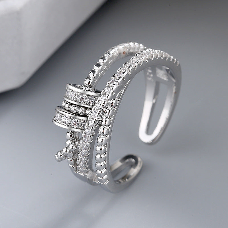 Triple Pavé Spiral Adjustable Ring